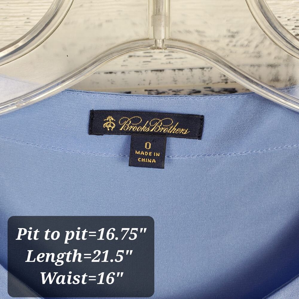 Brooks Brothers Blue Short Sleeve Silk Pleated Blouse Womens Sz 0 Career Top - Picture 2 of 6